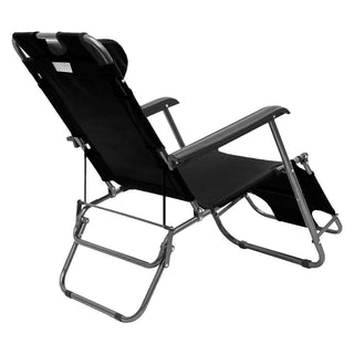 Neo Black Pair of 2 In 1 Sun Lounger Chairs Set