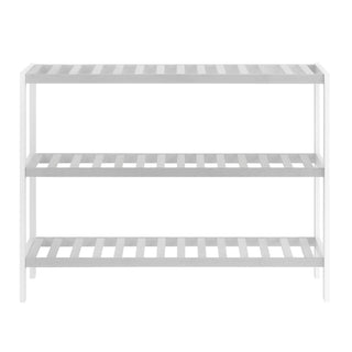 Neo White 3-Tier Bamboo Shoe Rack Stand Natural Wooden Shoe Storage Shelf for Hallway Bedroom Bathroom