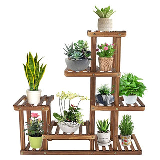 Neo 6 Tier Wooden Indoor Outdoor Shelf Plant Stand Display Rack