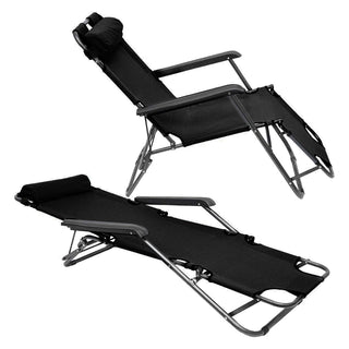 Neo Black Pair of 2 In 1 Sun Lounger Chairs Set