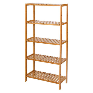 Neo Natural 5 Tier Bamboo Storage Shelf Shelves Rack Adjustable Multi-Purpose Rack Shoes Plants Bathroom Kitchen Hallway Room Organiser Unit