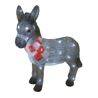 Neo 34 cm Donkey Acrylic Christmas Light 30 Cool White LED Christmas Light Battery Powered Outdoor Indoor Festive Decoration Ornament Auto Timer