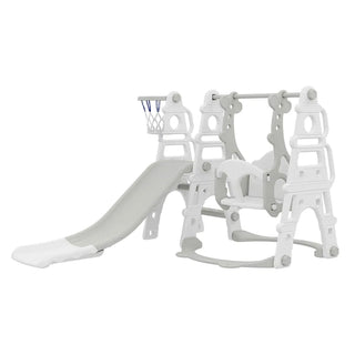 Neo 4-in-1 White Kids Playset Toddler Slide, Swing, Stairs and Hoop