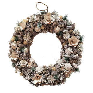 Neo Luxury 50cm Extra Large Frosted Pine Cone Wreath