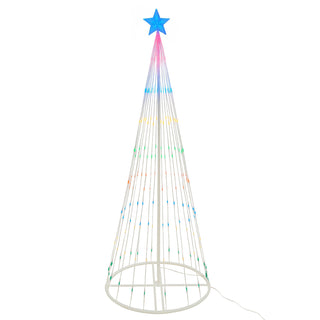 Neo 6ft White Waterfall LED Outdoor Christmas Tree Light Cascading Star Tree with 5m Lead Multi Function Modes Garden & Patio
