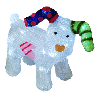 Neo LED Snowdog Christmas Decoration 24 Ice White Lights The Snowman & The Snowdog Battery Powered Indoor Outdoor Festive Light Display Ornament Design (31cm)