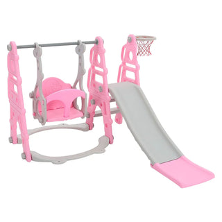 Neo 4-in-1 Pink Kids Playset Toddler Slide, Swing, Stairs and Hoop