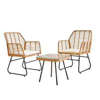 Neo 3 Piece Bamboo Style Garden Table & Chairs Bistro Set
