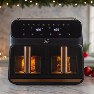 Neo Black & Copper Electric 8.5L Digital Air Fryer with Dual Drawer and Glass Viewing Window