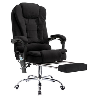 Neo Direct Black Fabric Office Recliner Chair With Footrest & Massage Function