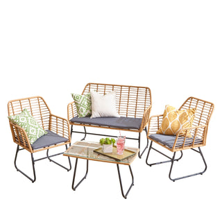 Neo Grey 4 Piece Bamboo Style Table & Chairs Set