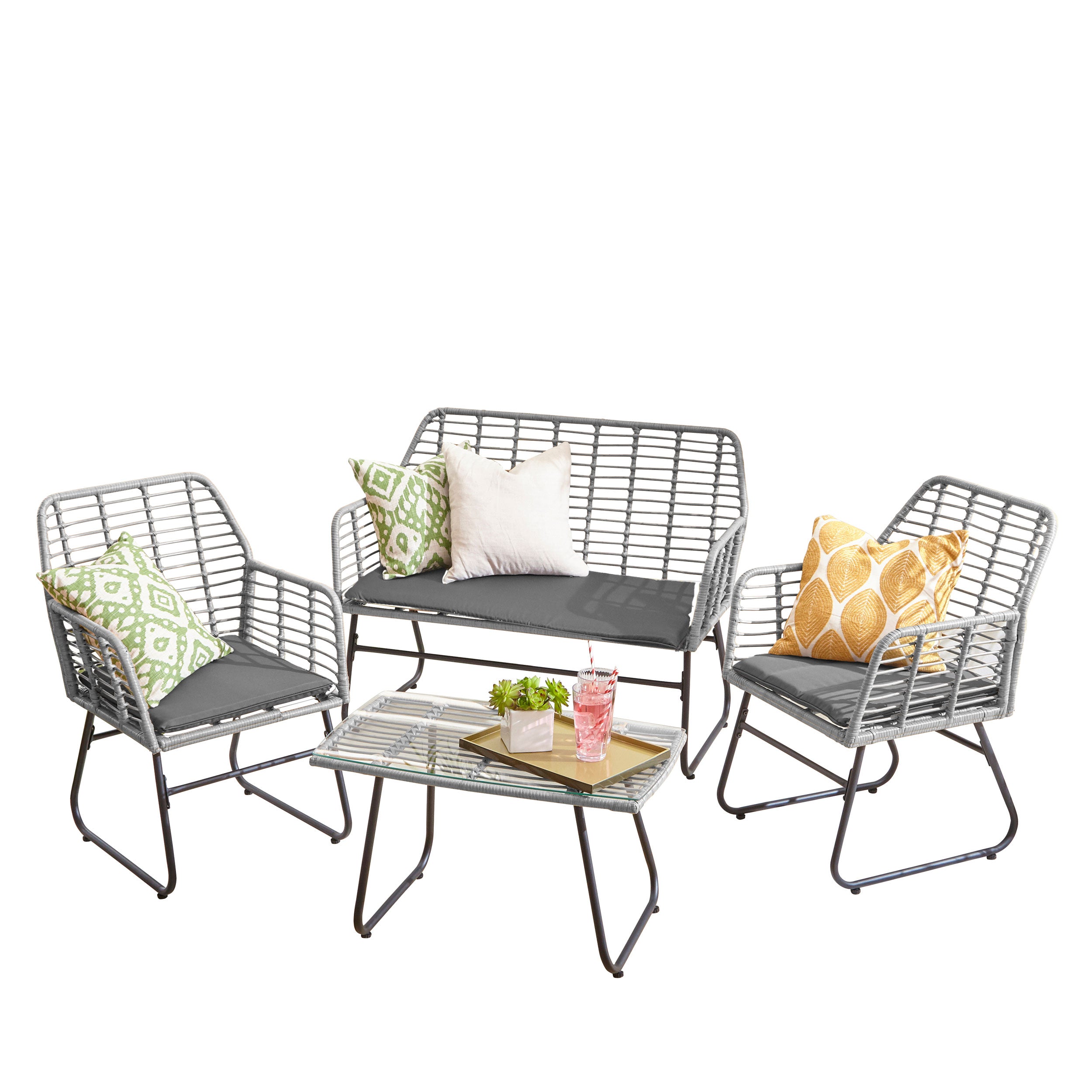 Neo Grey Piece Bamboo Style Table Chairs Set – Neo Direct