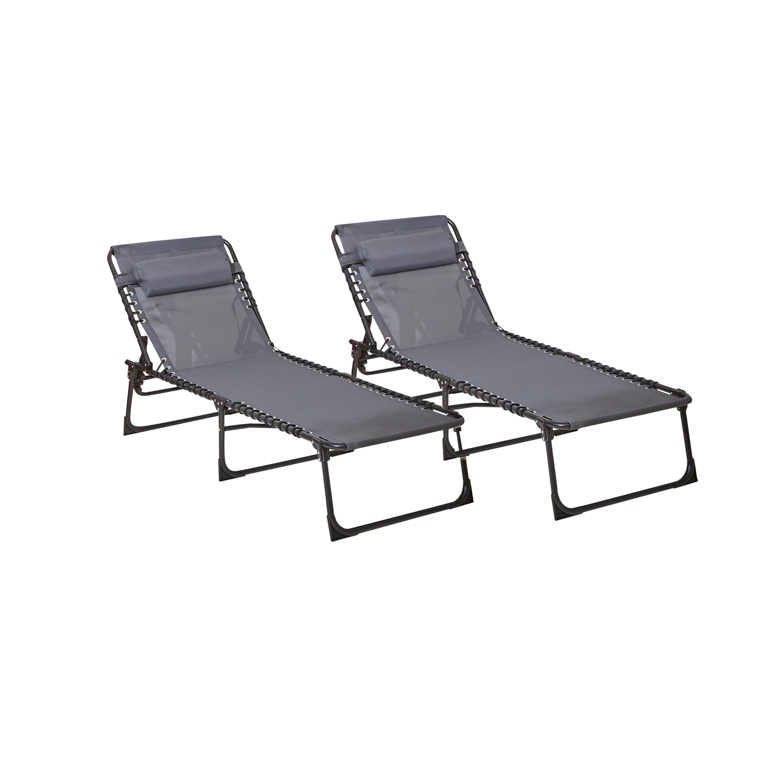 Grey Cheap Sun Loungers Two Neo Grey Outdoor Folding Sun Loungers