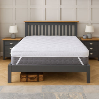 Neo Double Mattress Topper Soft Memory Foam Plush Bounce Fibre Breathable Diamond Quilted Fabric Elastic Anti Slip Corner Straps Secure Fit All UK Bed Sizes