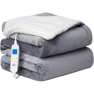Neo Grey Electric Heated Throw Over Blanket - Reversible