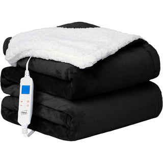 Neo Black Electric Heated Throw Over Blanket - Reversible