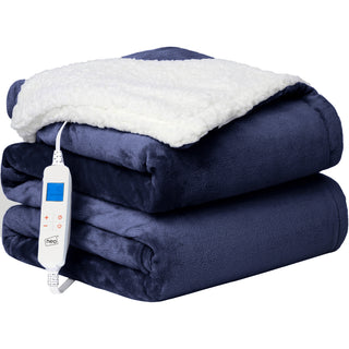 Neo Navy Electric Heated Throw Over Blanket - Reversible