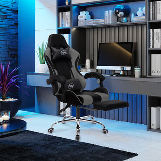 Neo Grey/Black Leather Gaming Chair with Massage Function