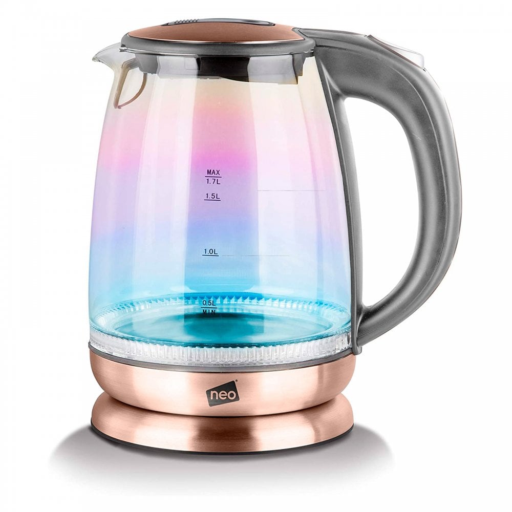 Neo Grey 1.7L Colour-Changing Rainbow-Effect Glass Copper Kettle – Neo ...