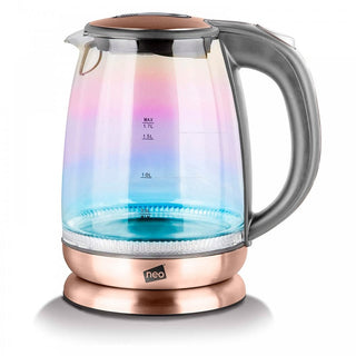 Neo Grey 1.7L Colour-Changing Rainbow-Effect Glass Copper Kettle