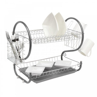 Grey 2 Tier Chrome Plate Dish Drainer