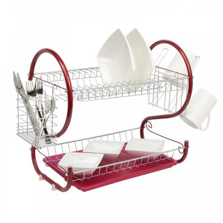 Neo Red 2 Tier Chrome Plate Dish Drainer
