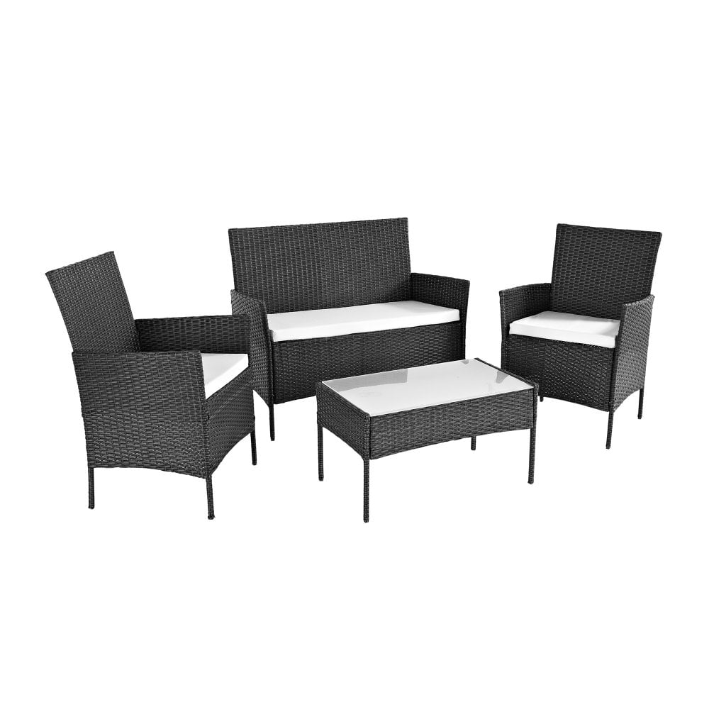 Neo Black Piece Rattan Outdoor Furniture Garden Sofa Set – Neo