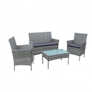 Neo Grey 4 Piece Rattan Outdoor Furniture Garden Sofa Set