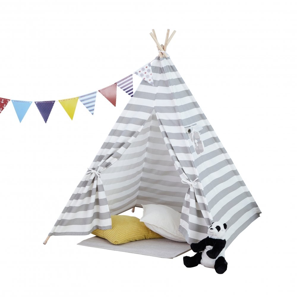 Neo Grey Striped Canvas Kids Indian Tent TeePee – Neo Direct