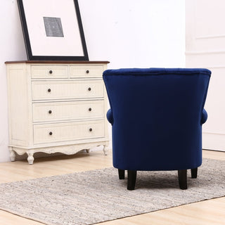 Blue Crushed Velvet Wing High Back Occasional Armchair