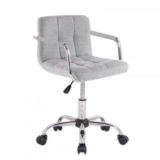 Fabric Grey Cushioned Faux Leather Office Chair with Chrome Legs