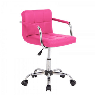 Pink Cushioned Faux Leather Office Chair with Chrome Legs