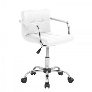 White Cushioned Faux Leather Office Chair with Chrome Legs