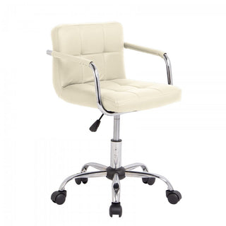 Cream Cushioned Faux Leather Office Chair with Chrome Legs