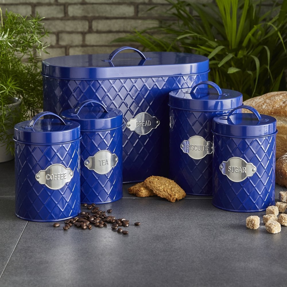 Neo Navy Blue Embossed Piece Kitchen Canister Set – Neo Direct