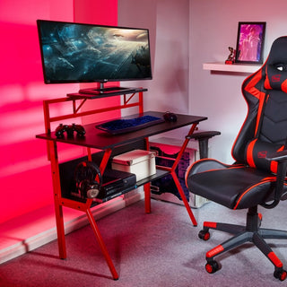 Neo Red Ergonomic 2 Tier Gaming Computer Office Desk