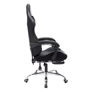 Neo Draco Black Leather PC Gaming Chair with Massage Function &amp; Footrest