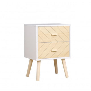 Neo White Two Drawers Wooden Bedside Table
