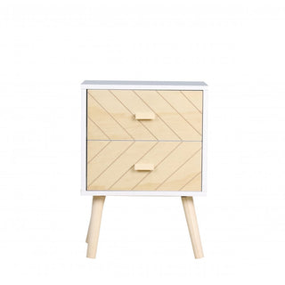 Neo White Two Drawers Wooden Bedside Table