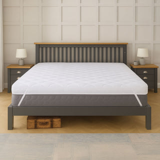 Neo Super King Mattress Topper Soft Memory Foam Plush Bounce Fibre Breathable Diamond Quilted Fabric Elastic Anti Slip Corner Straps Secure Fit All UK Bed Sizes