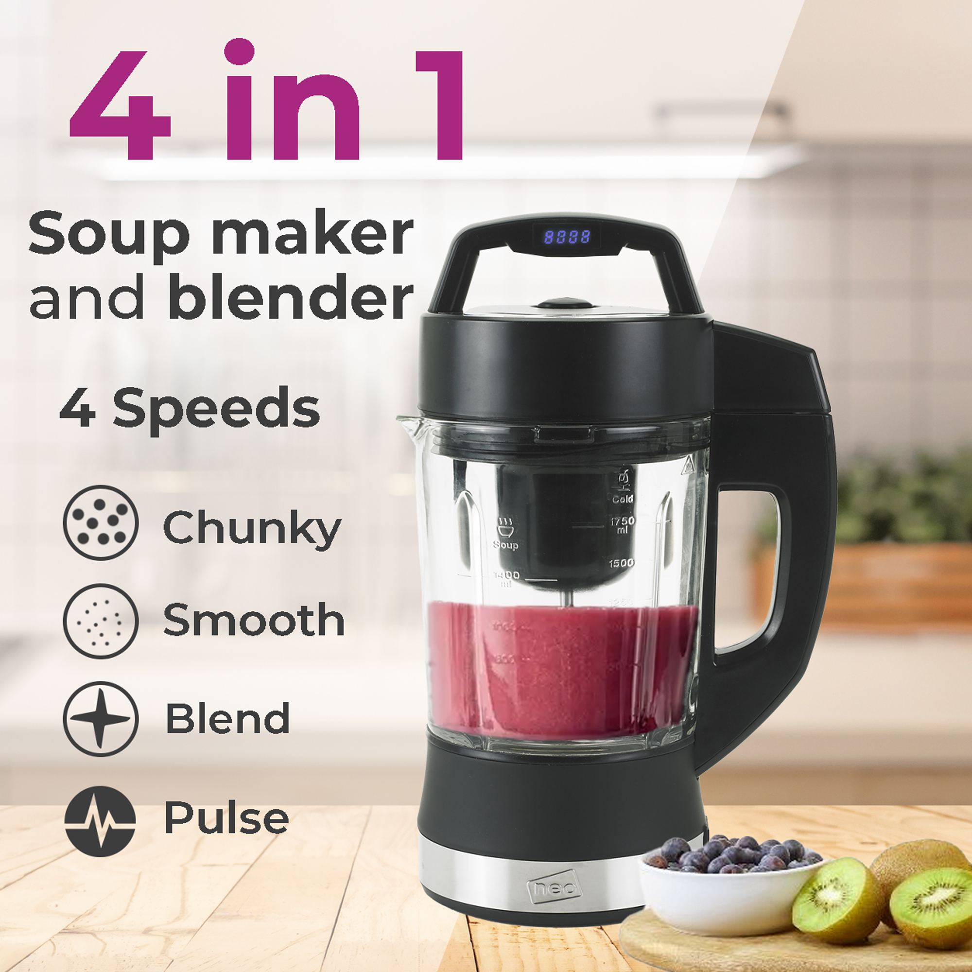 bathivy Soup Maker, Automatical Multi-Function Fresh Soup and Smoothie Make  Machine | 2 Liters, 6 Functions, Stainless Steel, LED Display | Blend